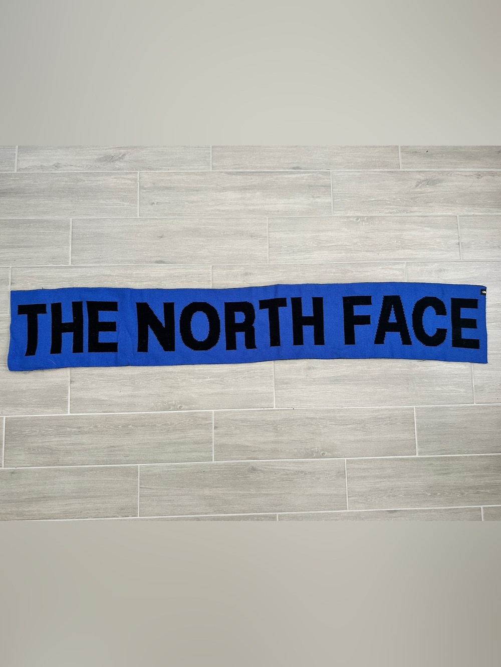 The North Face Unisex Logo Fleece Scarf Blue Black Letters One Size